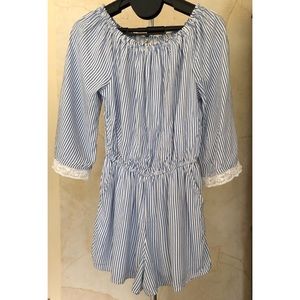 Abercrombie Kids blue stripe shorts romper